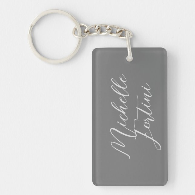 Professional minimalist modern handwriting name key ring (Front)