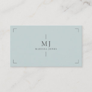 Professional Minimalist Modern Monogram Dusty Blue Business Card