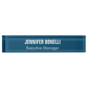 Professional minimalist modern ocean blue colour nameplate