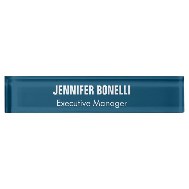 Professional minimalist modern ocean blue colour nameplate (Front)
