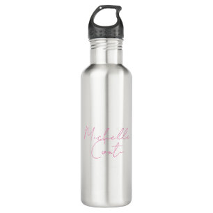 Professional minimalist modern pink white add name 710 ml water bottle