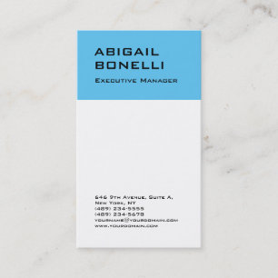 Professional minimalist modern plain blue white business card