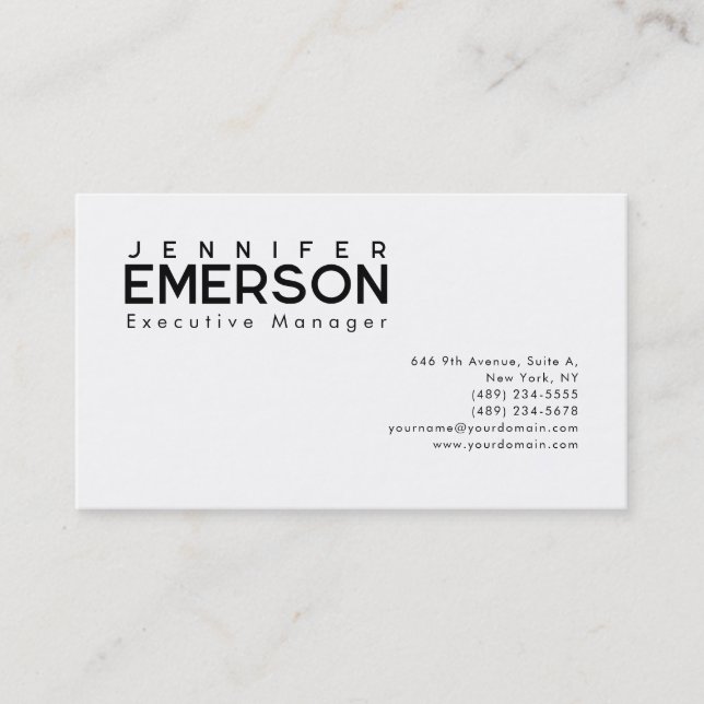 Professional minimalist modern plain  business card (Front)