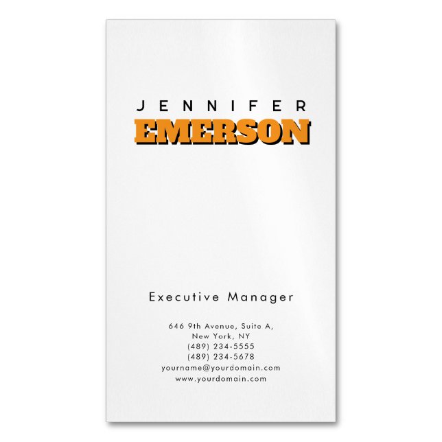 Professional minimalist modern plain  	Magnetic business card (Front Vertical)