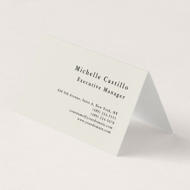 Professional Minimalist Modern Plain Premium Linen Business Card (Front)