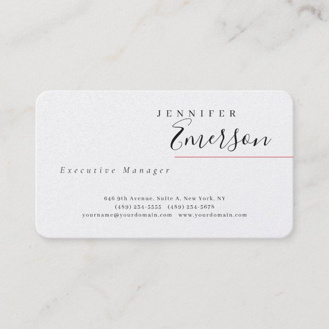 Professional minimalist modern plain premium pearl business card (Front)