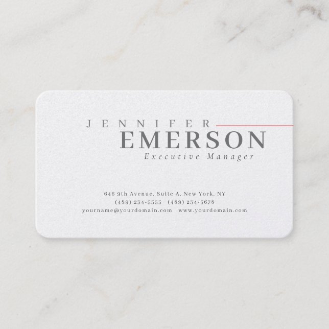 Professional minimalist modern plain premium pearl business card (Front)