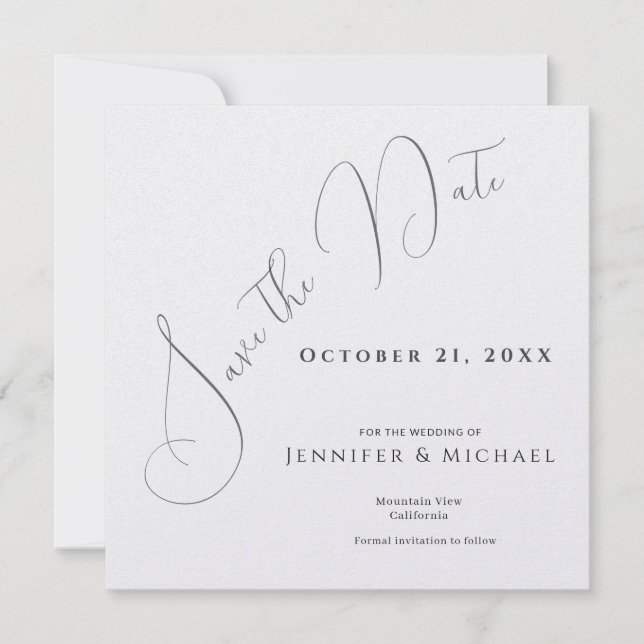 Professional Minimalist Modern Plain Simple Save The Date (Front)