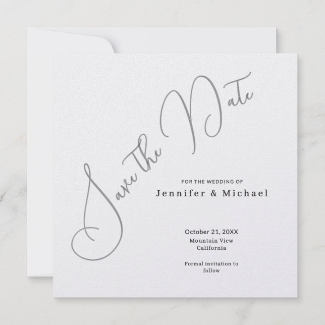 Professional Minimalist Modern Plain Simple Save The Date (Front)