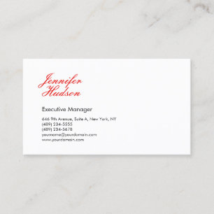 Professional minimalist modern red calligraphy business card