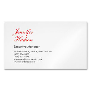 Professional minimalist modern red calligraphy 	Magnetic business card
