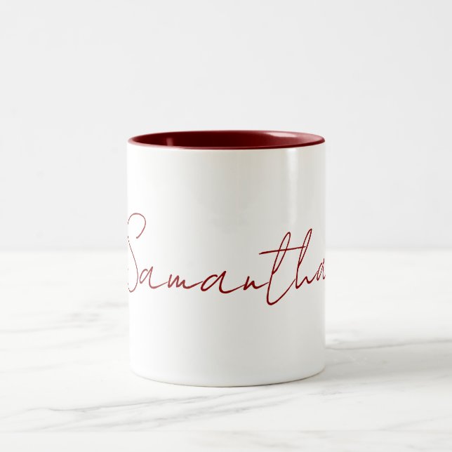 Professional minimalist modern red white Two-Tone coffee mug (Center)