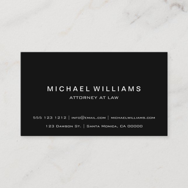 Professional Minimalist Modern Simple Black Business Card (Front)