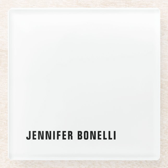Professional minimalist modern trendy name glass coaster (Front)