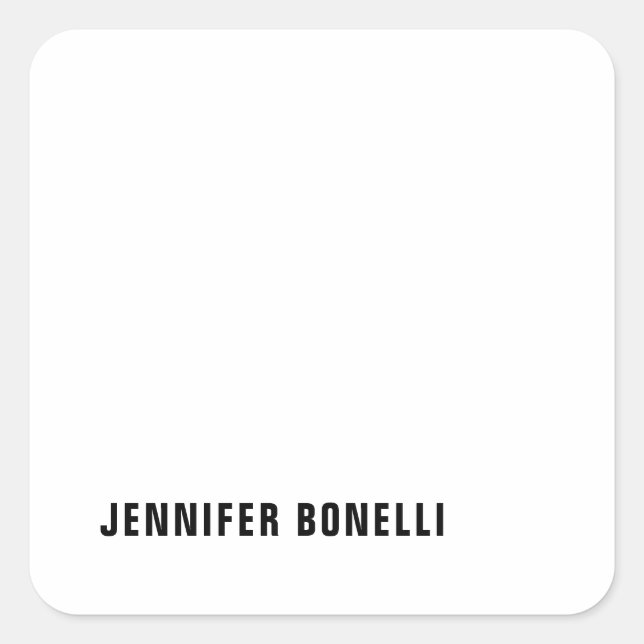 Professional minimalist modern trendy name square sticker (Front)