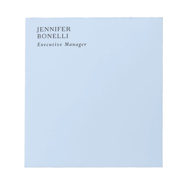 Professional minimalist modern trendy pale blue notepad (Front)