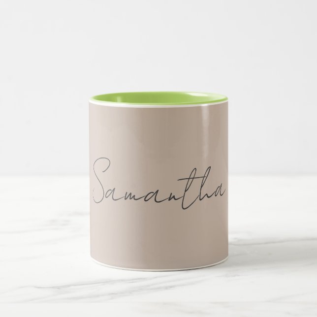 Professional minimalist modern your name Two-Tone coffee mug (Center)