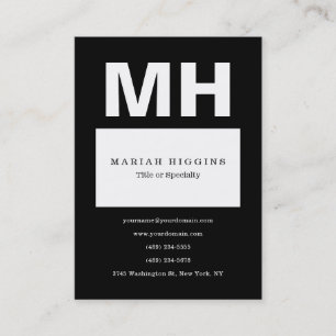 Professional Minimalist Monogram Black & White Business Card