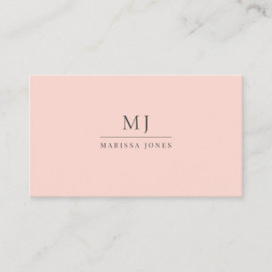 Professional Minimalist Monogram Blush Pink Business Card