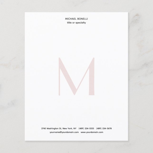 Professional Minimalist Monogrammed Paper Sheet (Front)