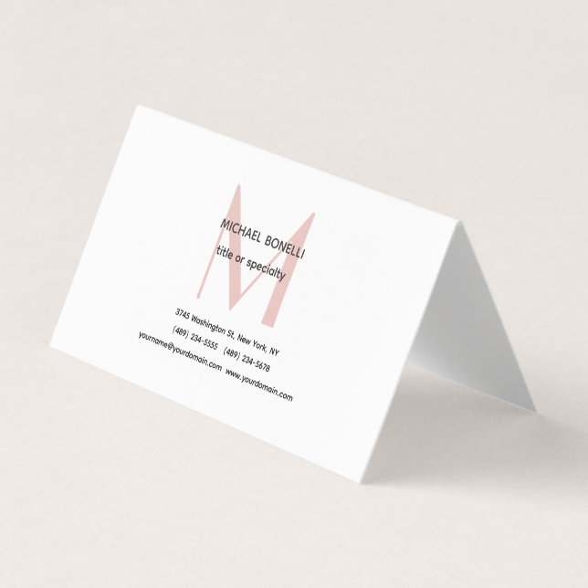 Professional Minimalist Monogrammed Profile Card (Front)