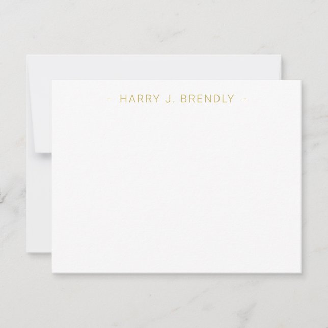 Professional Minimalist Name White Flat Note Card (Front)
