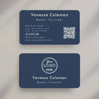 Professional Minimalist Navy Blue Business Card