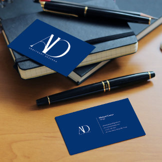 Professional Minimalist Navy Blue Logo Business Card