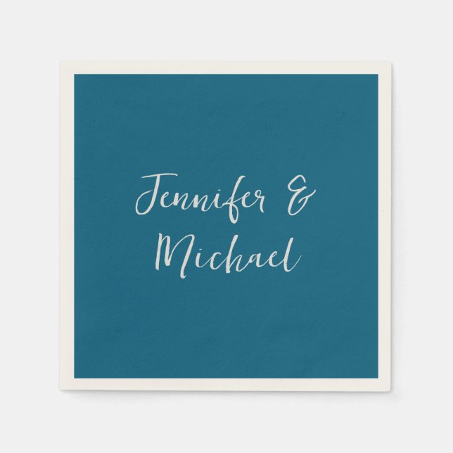 Professional minimalist ocean blue calligraphy napkin (Front)