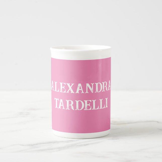 Professional minimalist pink modern custom plain bone china mug (Front)