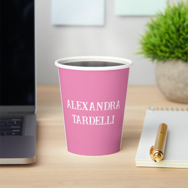 Professional minimalist pink modern custom plain paper cups (Insitu)