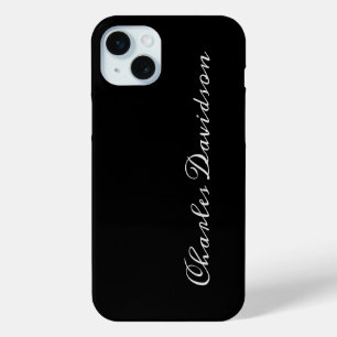Professional Minimalist Plain Calligraphy Black iPhone 15 Mini Case