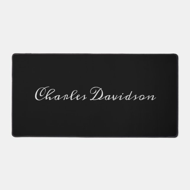 Professional Minimalist Plain Calligraphy Black Desk Mat (Front)