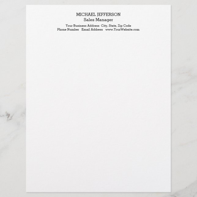 Professional Minimalist Plain Classical Custom Letterhead (Front)