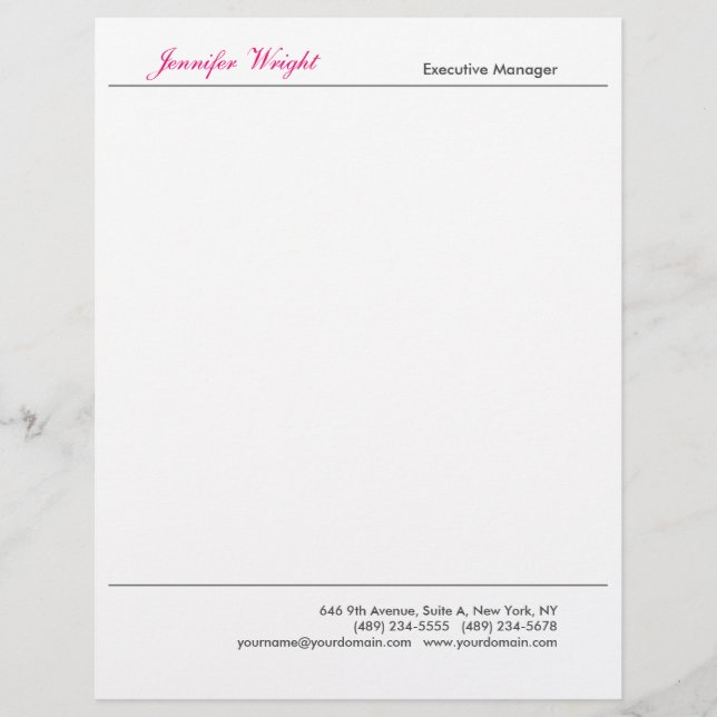Professional minimalist plain elegant calligraphy custom letterhead (Front)
