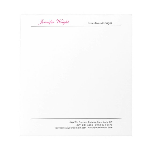 Professional minimalist plain elegant calligraphy notepad (Front)