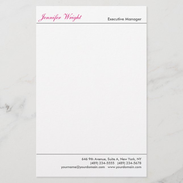 Professional minimalist plain elegant calligraphy stationery (Front)
