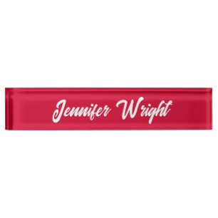 Professional minimalist plain modern cherry red nameplate