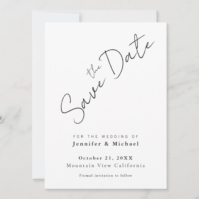Professional Minimalist Plain Modern Save The Date (Front)