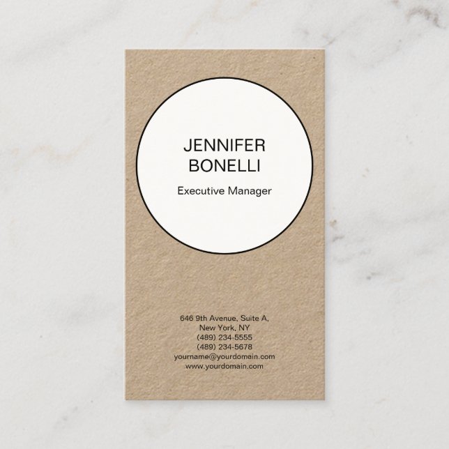 Professional minimalist plain premium kraft business card (Front)