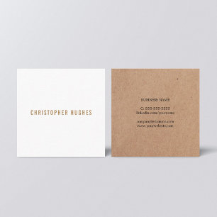 Professional Minimalist Printed Kraft White Square Business Card