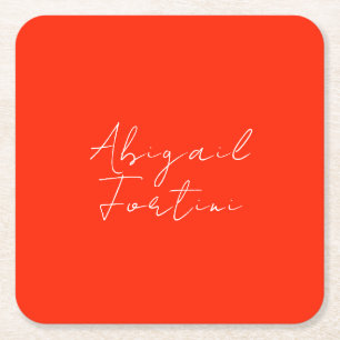 Professional minimalist red white modern square paper coaster