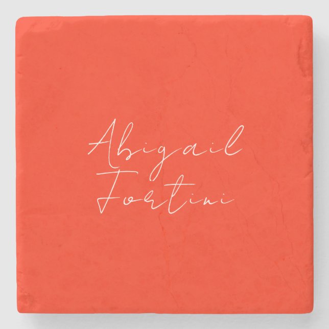 Professional minimalist red white modern stone coaster (Front)