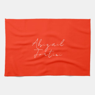 Professional minimalist red white modern tea towel
