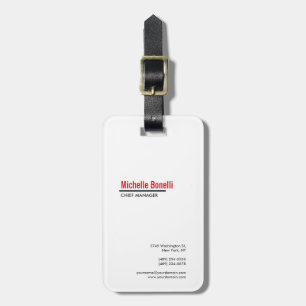 Professional Minimalist Simple White Modern Plain Luggage Tag