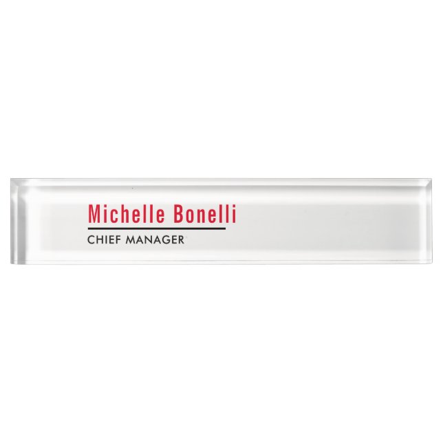 Professional Minimalist Simple White Modern Plain Nameplate (Front)