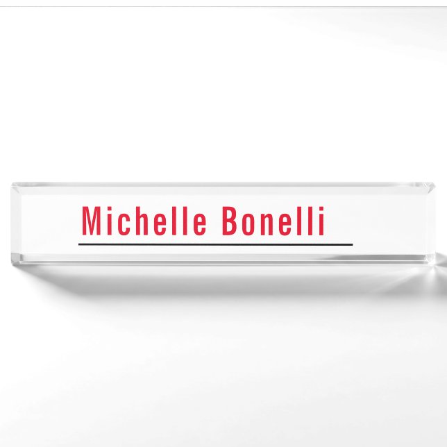 Professional Minimalist Simple White Modern Plain Nameplate (Front)