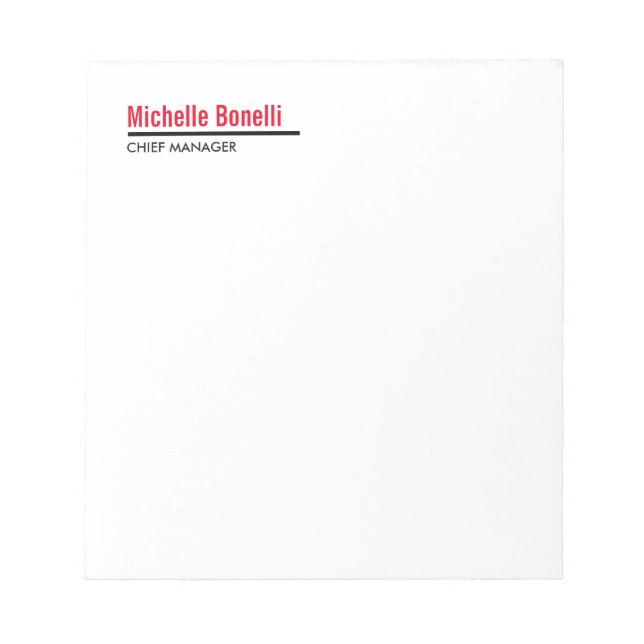 Professional Minimalist Simple White Modern Plain Notepad (Front)