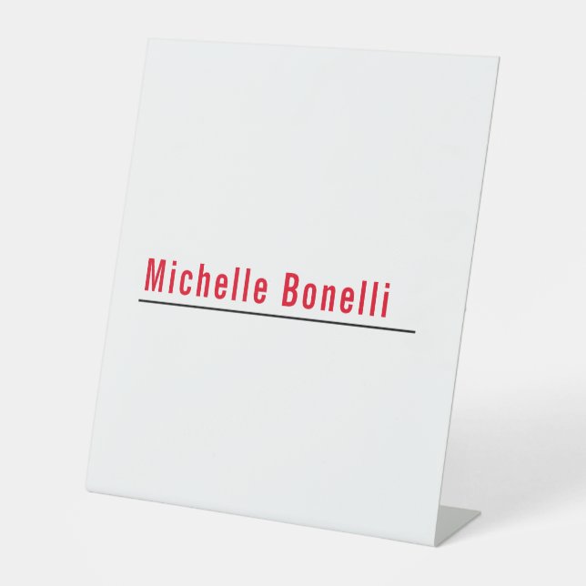 Professional Minimalist Simple White Modern Plain Pedestal Sign (Front)
