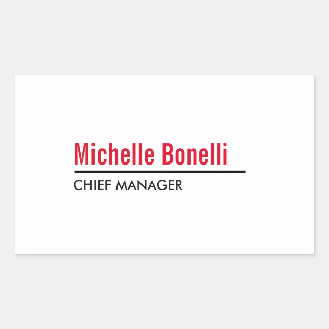 Professional Minimalist Simple White Modern Plain Rectangular Sticker (Front)
